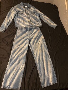Ksubi Light Blue Washed Denim Jacket and Jeans Set